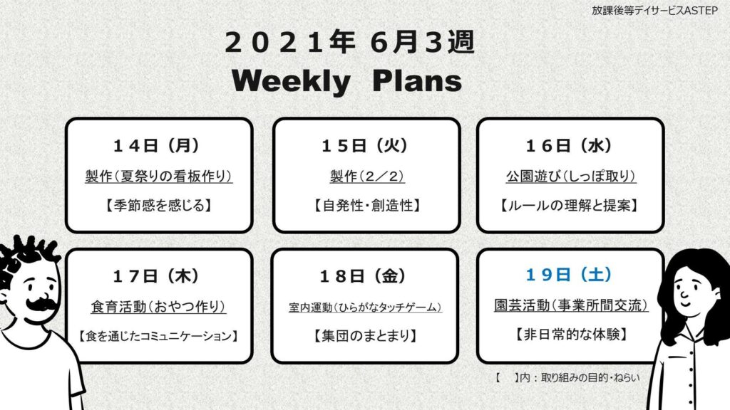 週間予定表（令和３年６月３週）